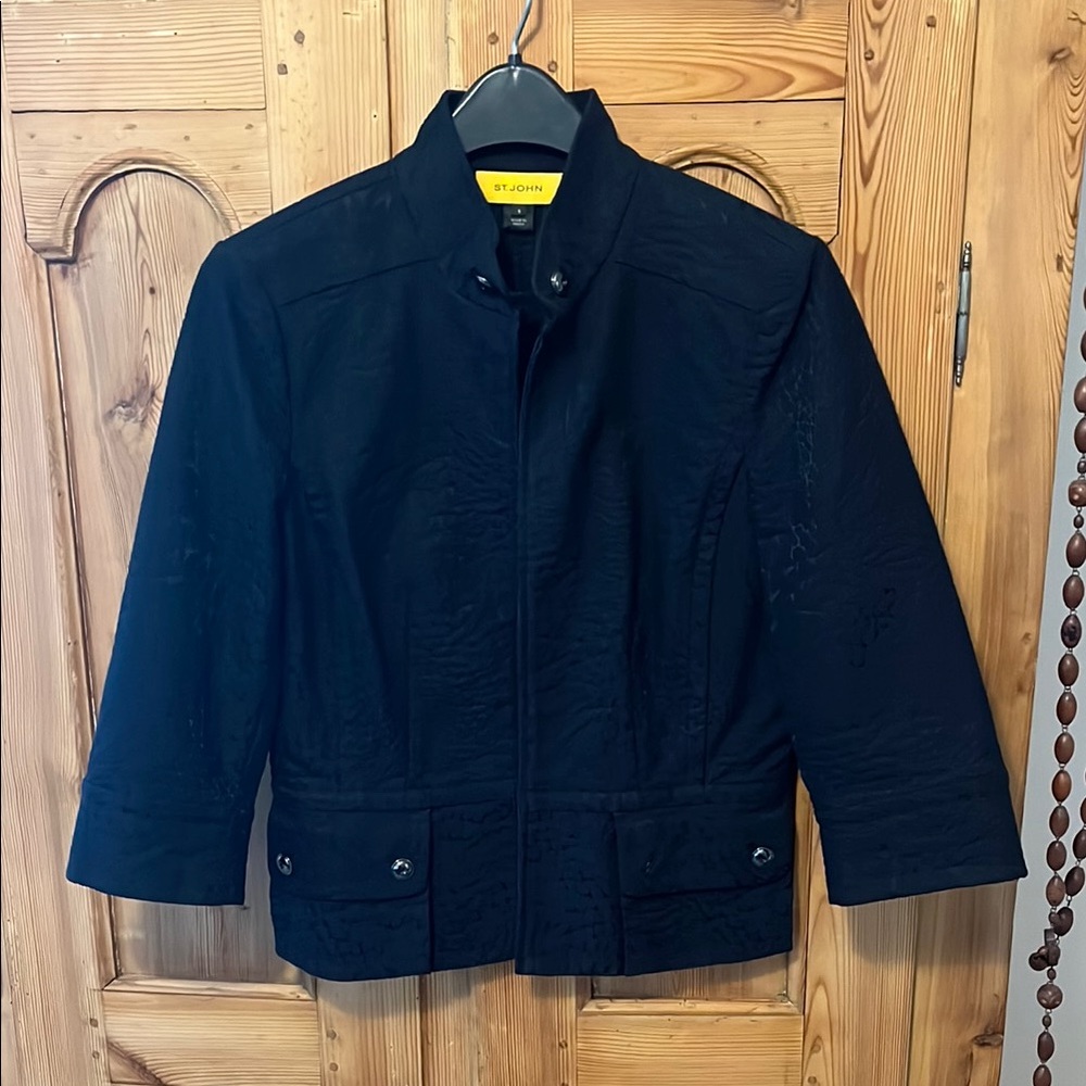 St. John Black Jacket/Blazer Tailored Design 3/4 Sleeves